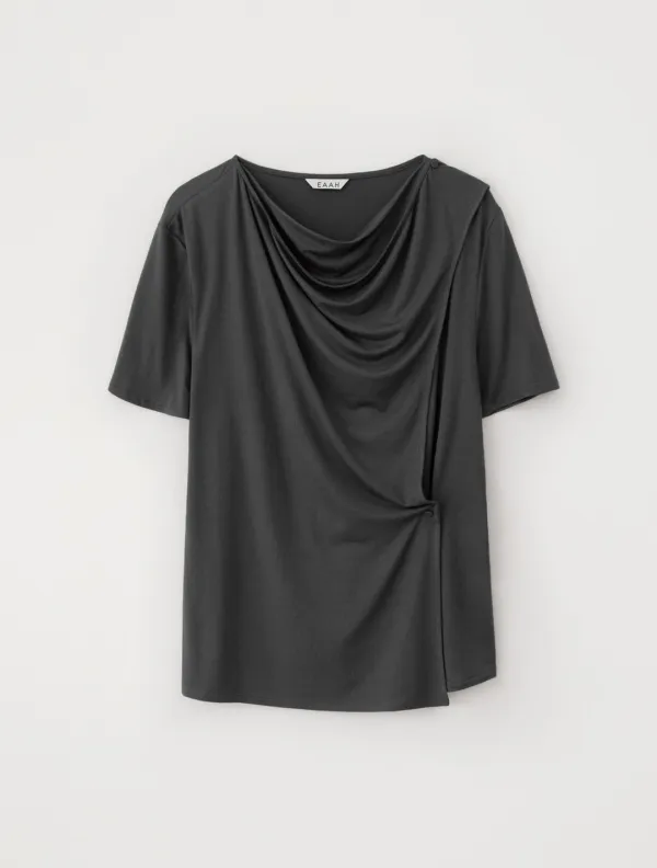 Drape Wrap Blouse (Charcoal)