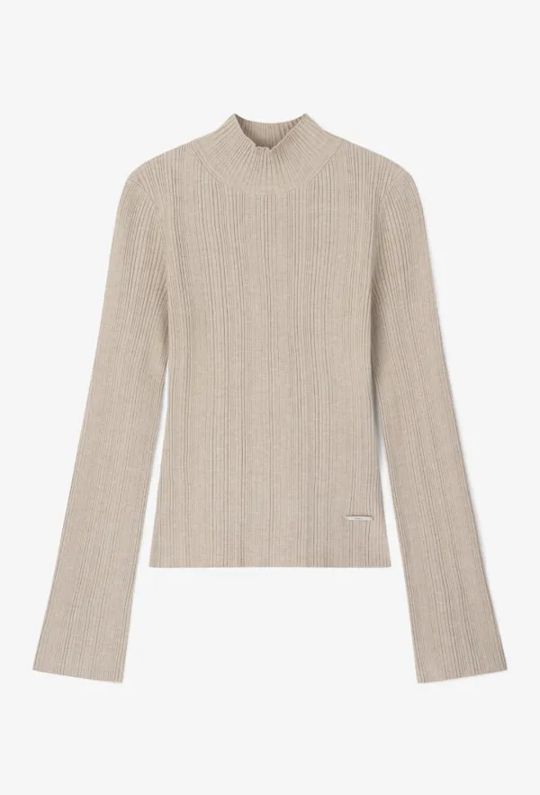 Lumi Halfneck Knit Top (Beige)