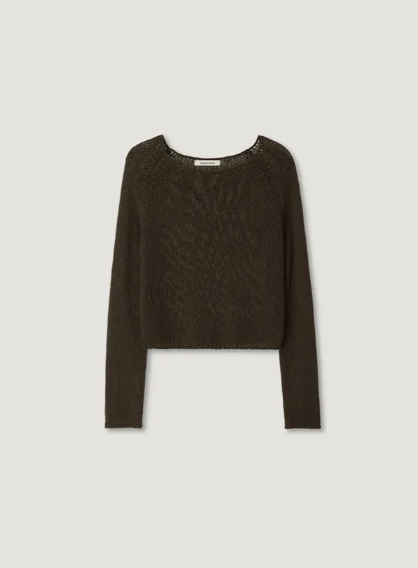 NEFF LINEN CROP KNIT_BROWN