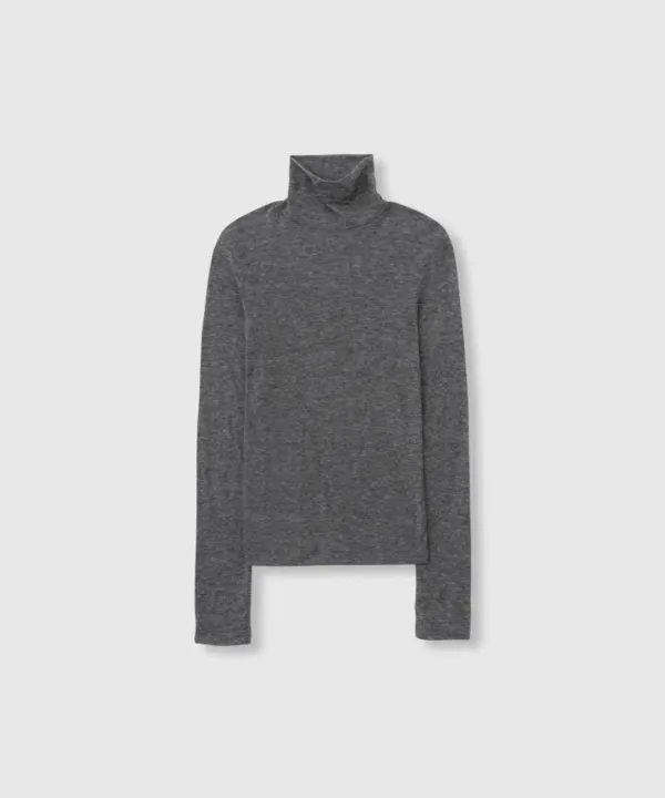 Wool high turtle neck tee (Charcoal)