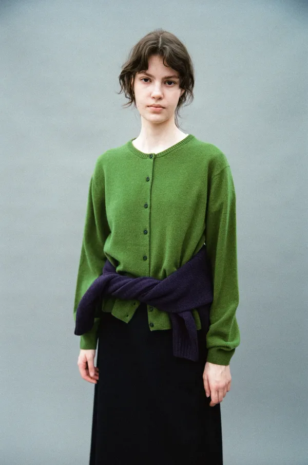 [9월30일(수)순차발송] Tape wool cardigan (Green)