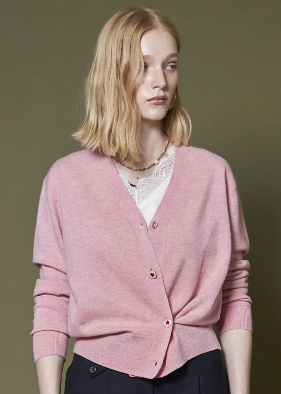 메종드이네스 SIDE BUTTON CARDIGAN_PINK 상품 이미지 2