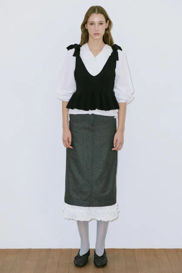 Ribbon Tie Frill Sleeveless (Black)
