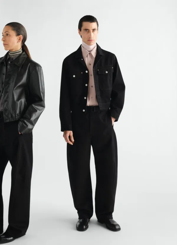 TWISTED BELTED PANTS IN DENIM