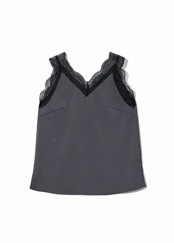 LACED V-NECK SLIP TANK