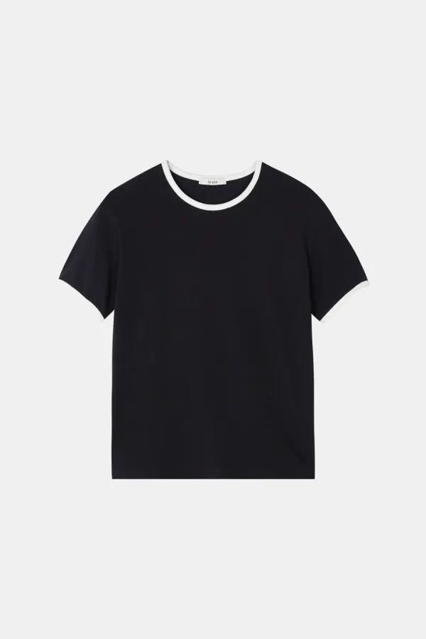Two Tone Half Tee in Navy