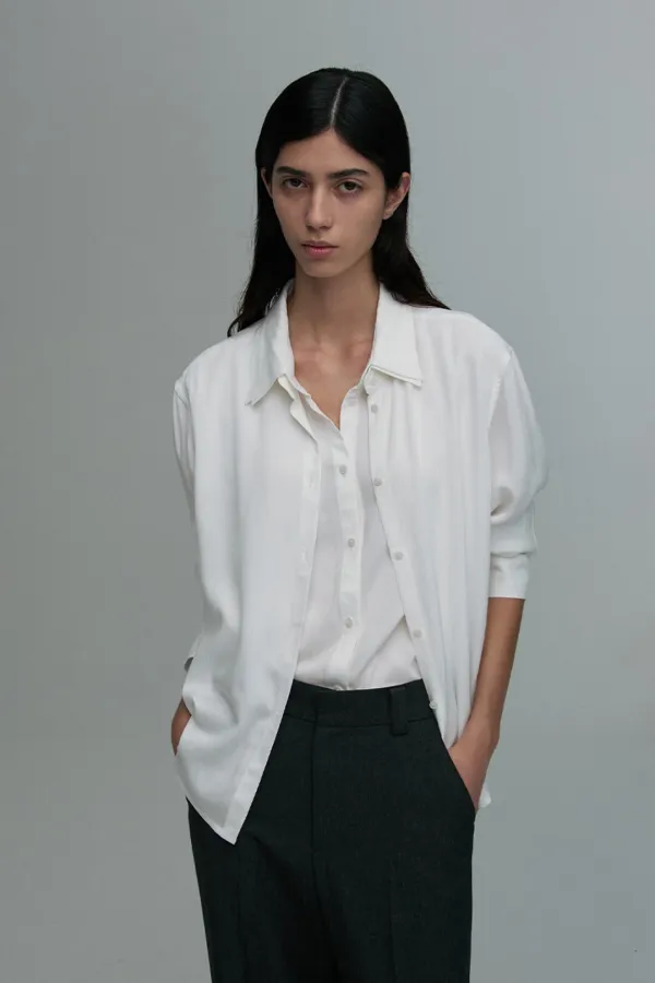 DOUBLE-COLLAR RELAXED SHIRT WHITE