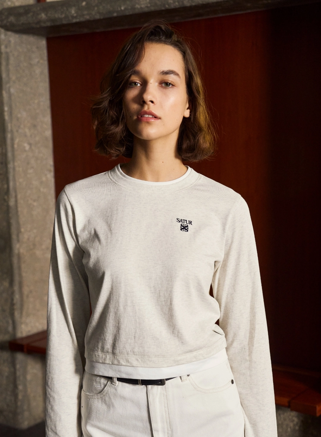 세터 (W) Layered Long Sleeve - Oatmeal 상품 이미지 2