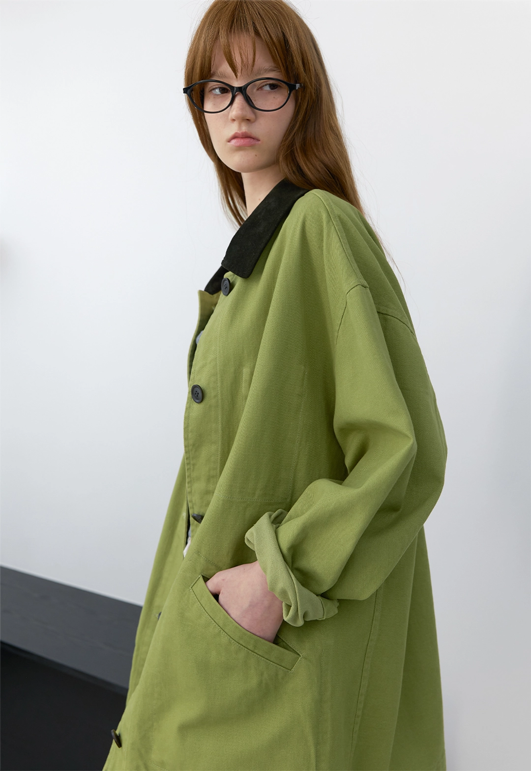 아뜰리에 나인 (CT-1478)STITCH COUDUROY COLLAR OLIVE JACKET 상품 이미지 3