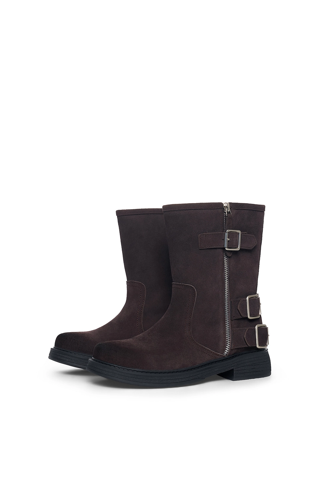 마뗑킴 VINTAGE WASHED BIKER ANKLE BOOTS IN DARK BROWN 상품 이미지 2