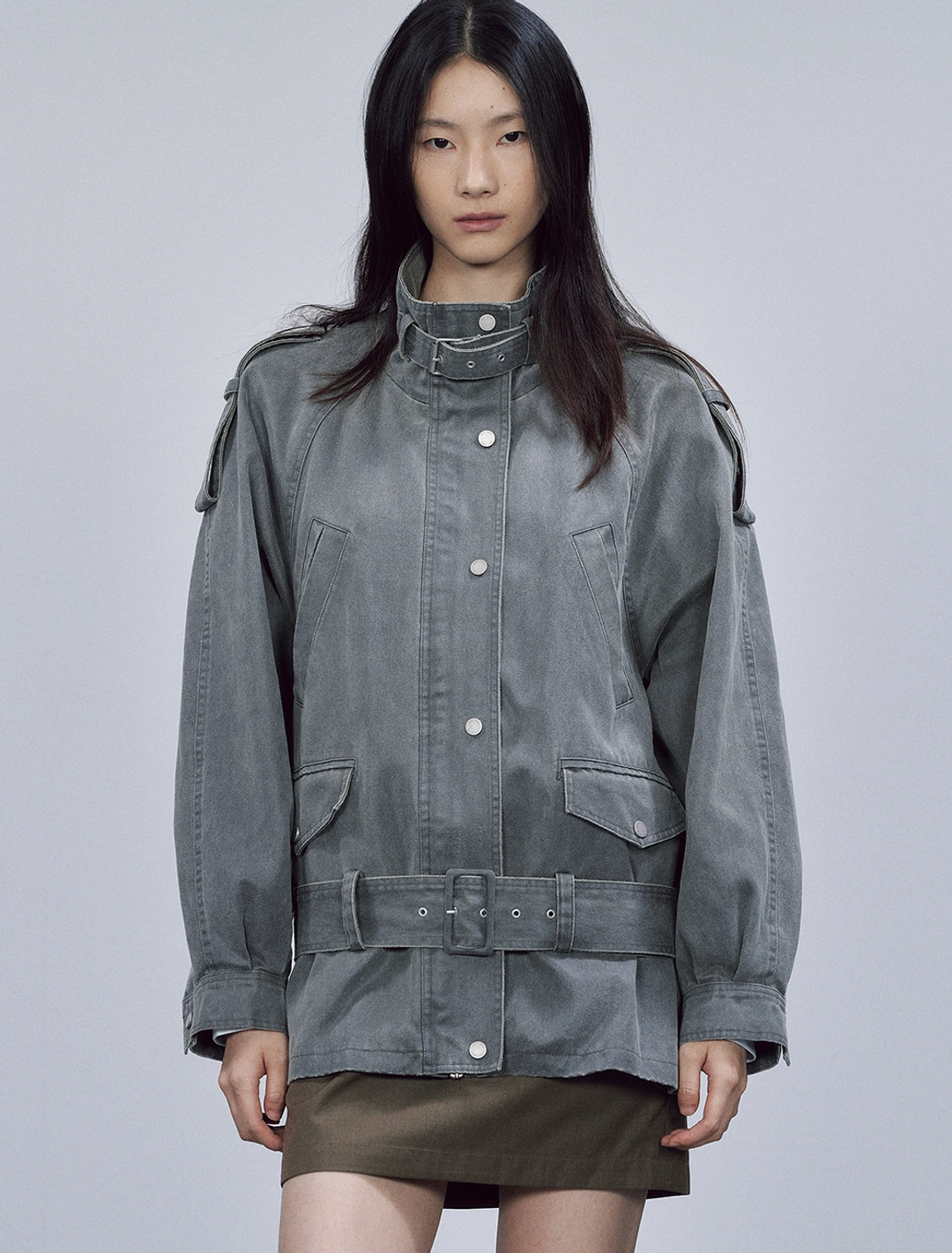 솔티페블 LOW-WAIST BELTED JACKET [CHARCOAL] 상품 이미지 2