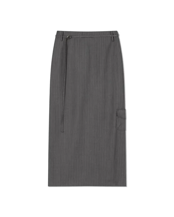 STRIPE POCKET SKIRT (Grey, 2size)