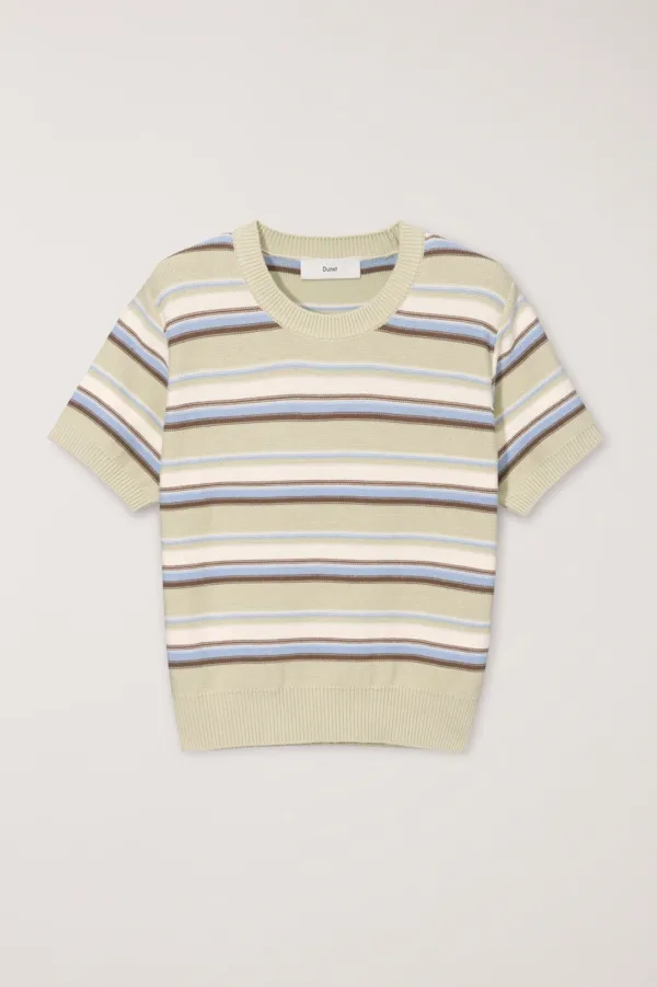 UNISEX STRIPED CREWNECK KNIT MINT CREAM_UDSW6B129T1