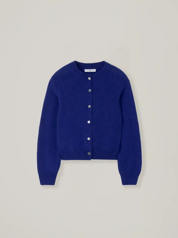Alpaca round cardigan - Blue