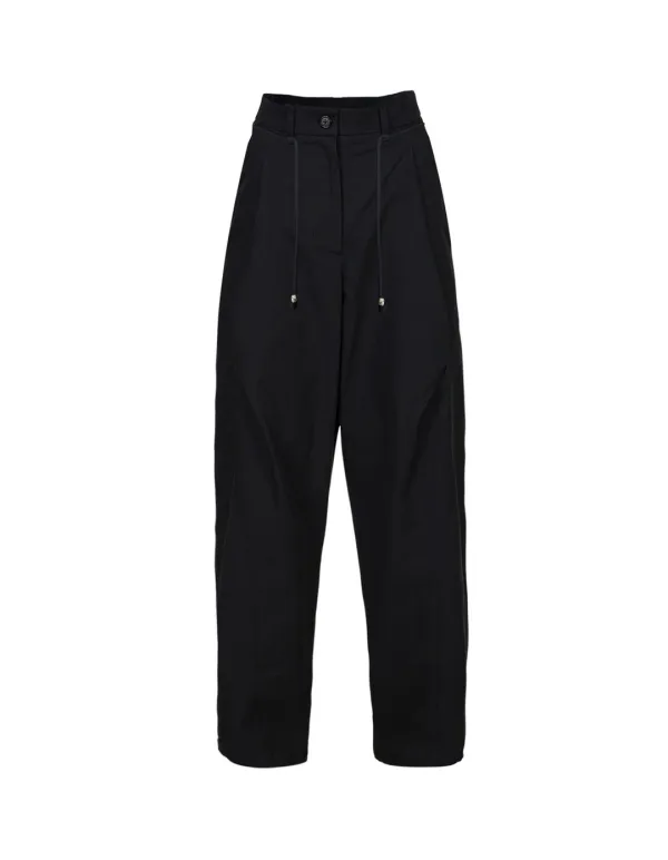WOMENS SCREW PIN TUCK COTTON SLACKS_BLACK