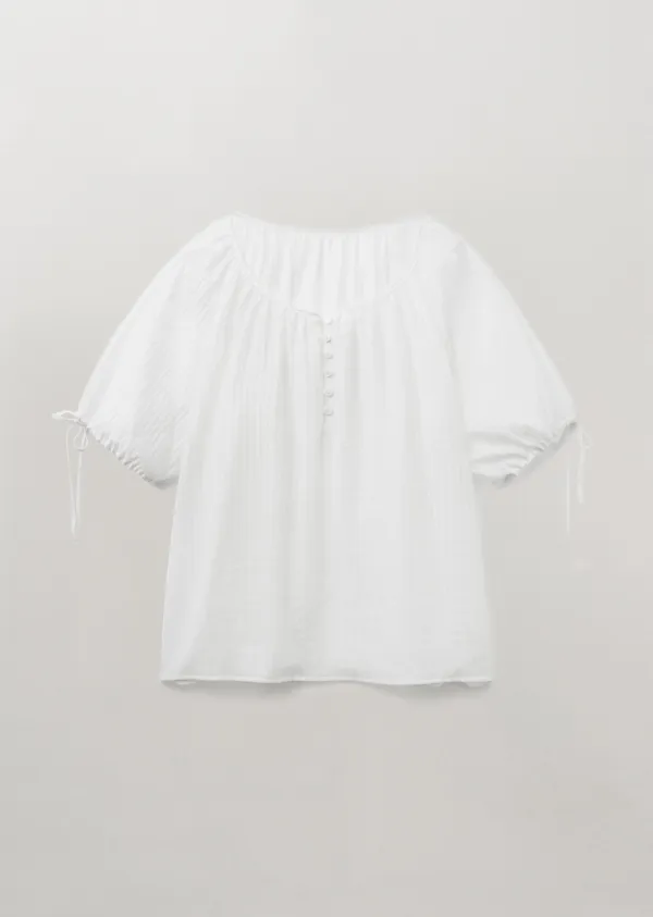 SHIRRING BUTTON BLOUSE (sand ivory)