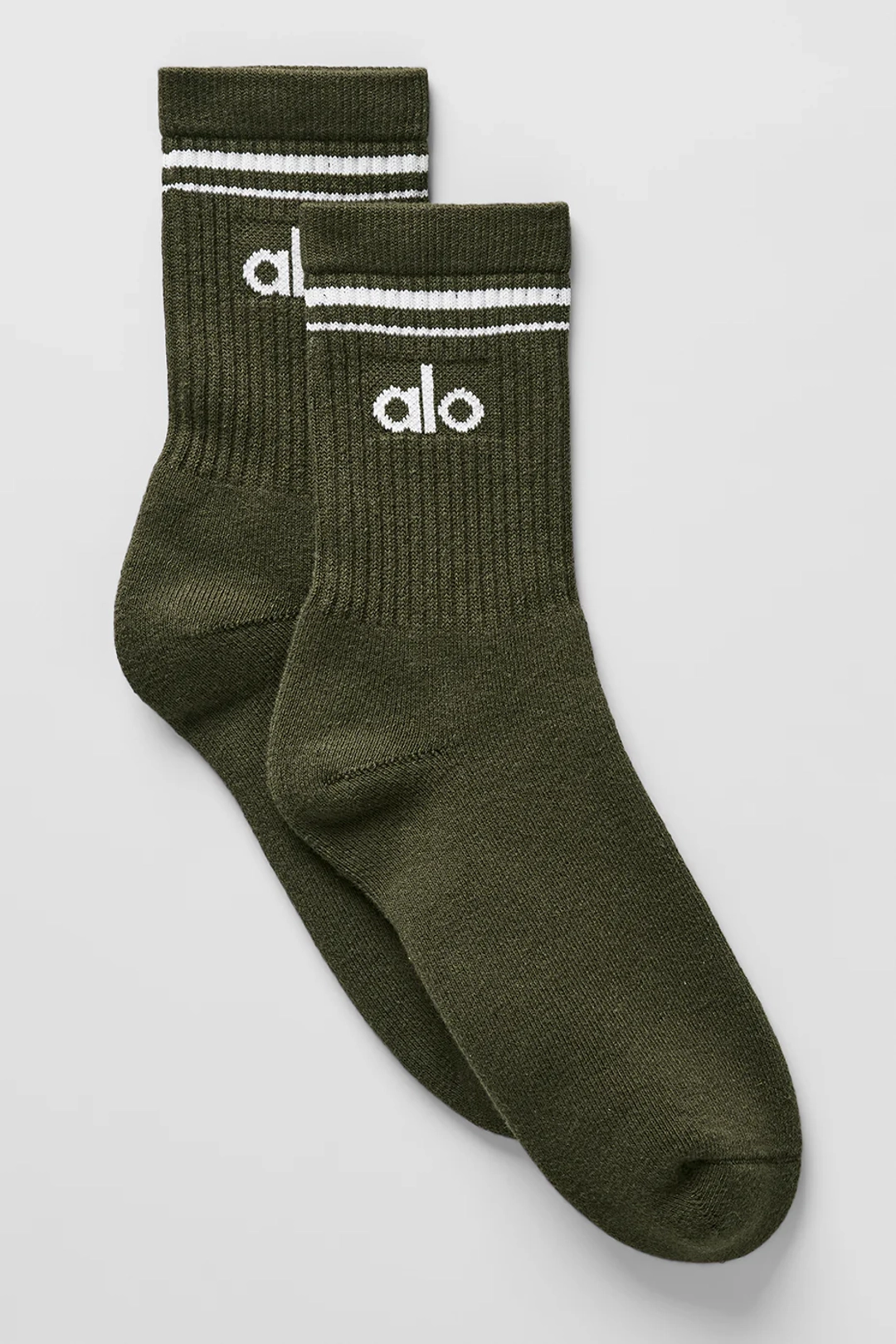 알로요가 Unisex Half-Crew Throwback Sock - Green Olive/White 상품 이미지 1