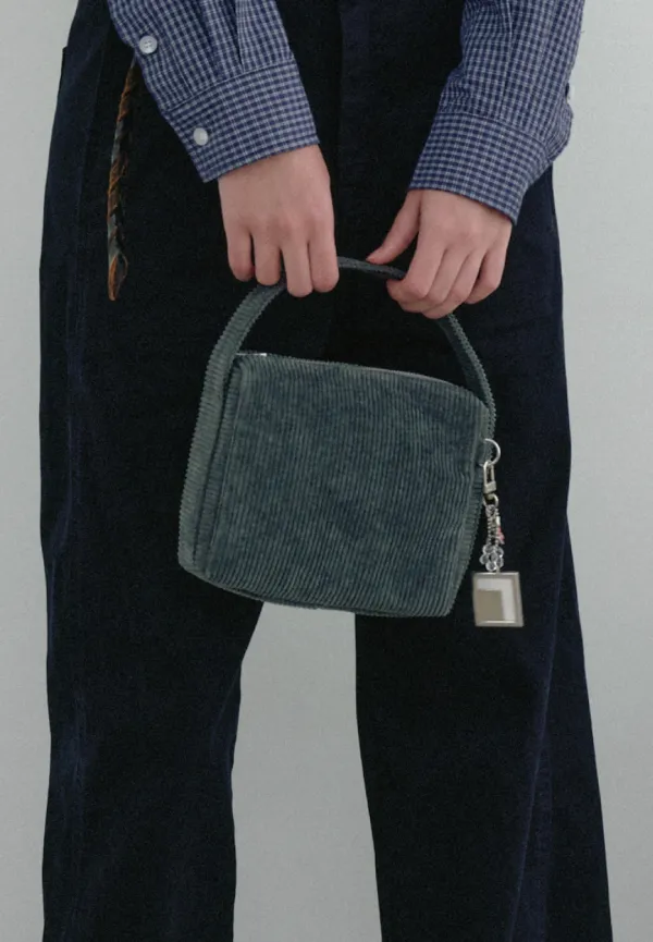Square mini flat bag (charcoal)