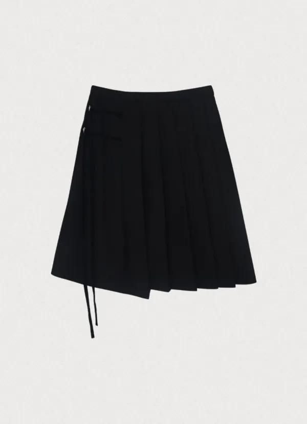 PLEATS LAYERED SKIRT - BLACK