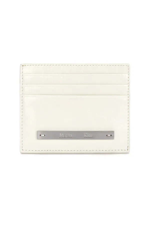 GLOSSY SLIM METAL CARD HOLDER IN IVORY