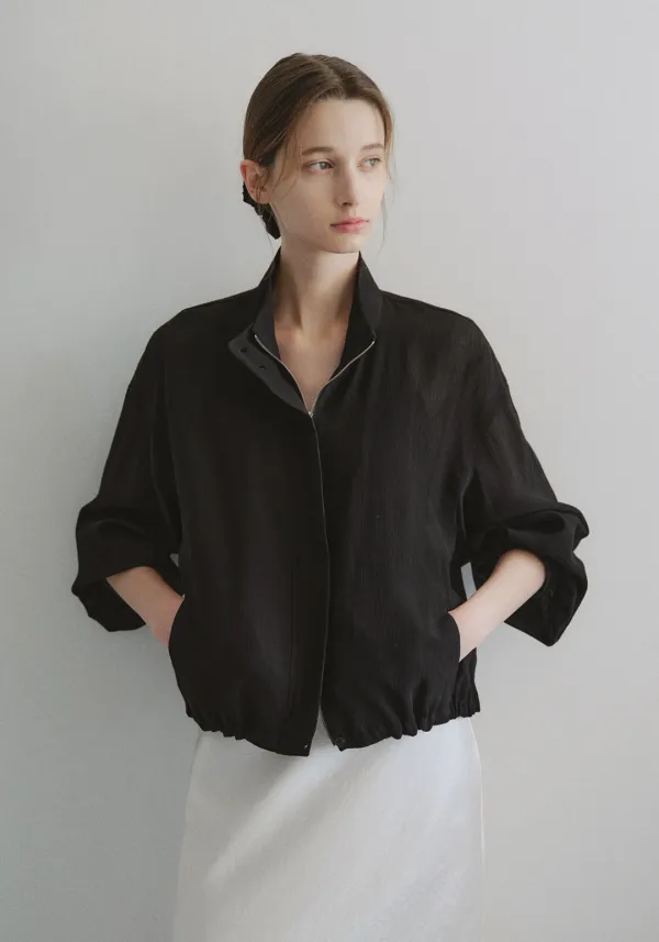 Airy Sheer Blouson (Black)