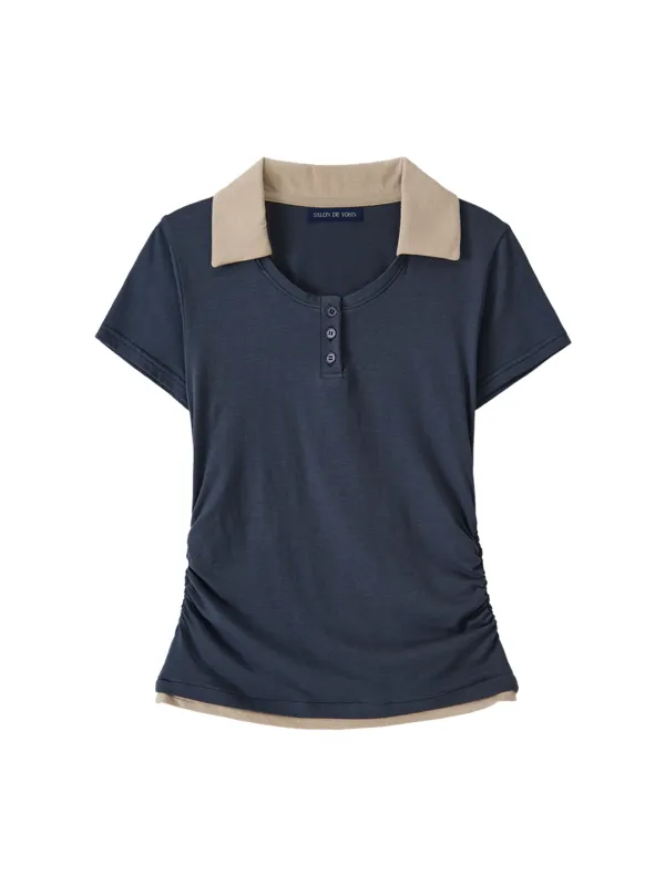 Collar Point Slim Fit T_ Navy