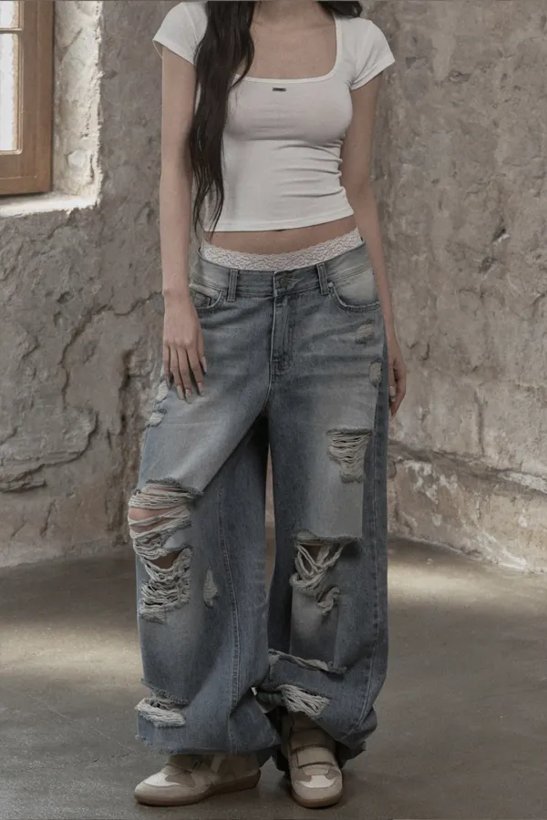 Rough Cut Wide Denim (blue)