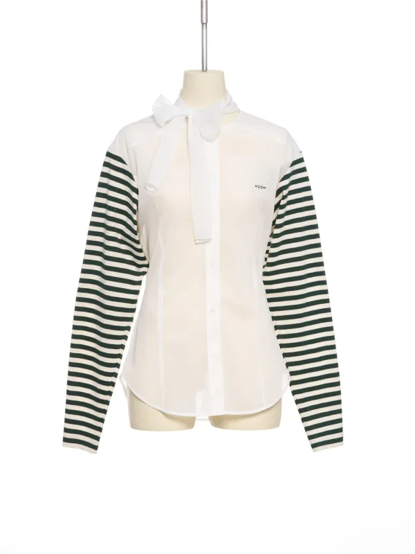 PF25 WHITE RIBBON SCARF BLOUSE