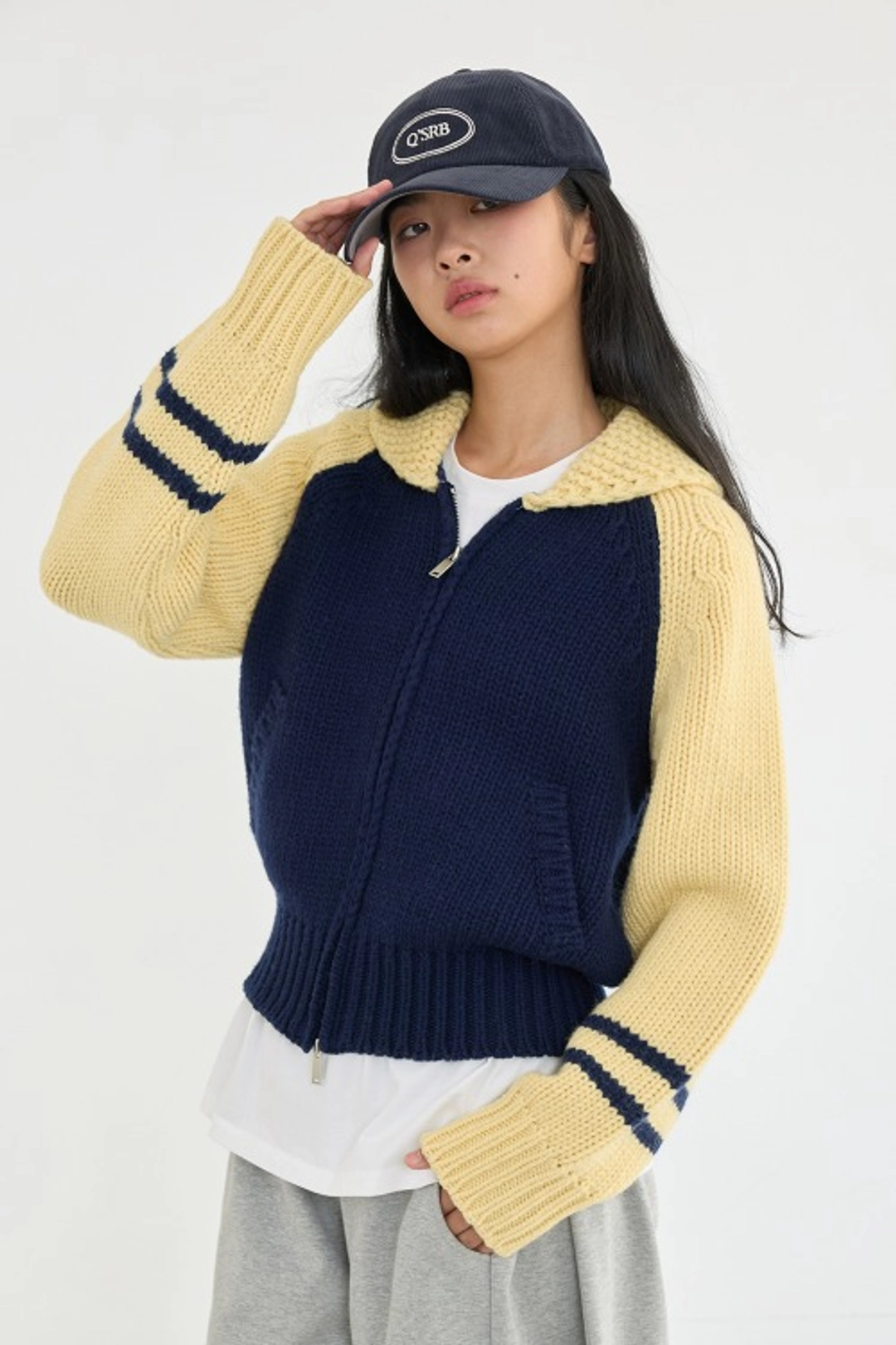 퀸스래빗 Q\'SRB Point Coloring knitwear zip-up 상품 이미지 2