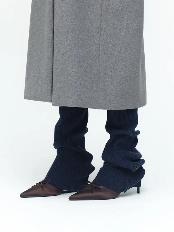 Button Knit Leg Warmer [Deep Navy]