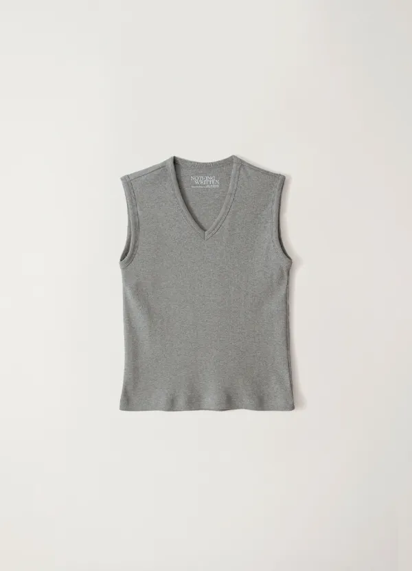 90s v-neck sleeveless top (Gray)