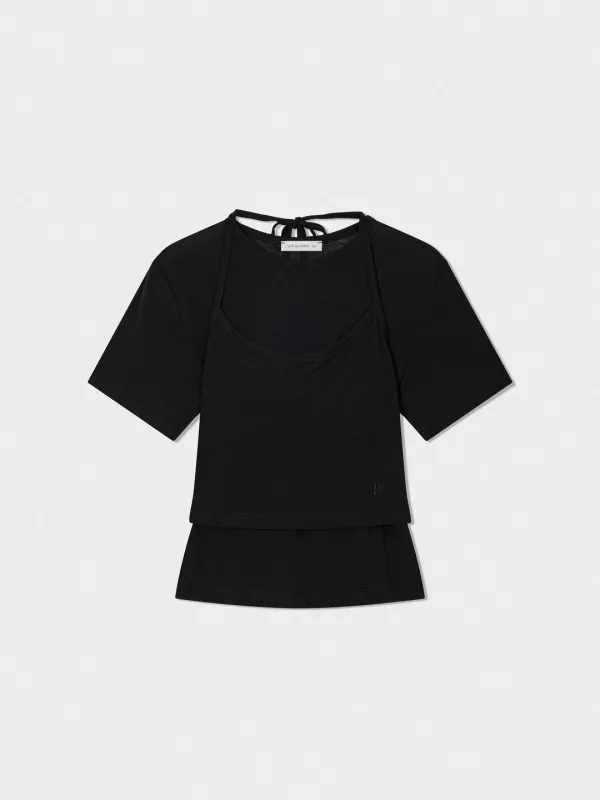 Layered Short Sleeve T-Shirt_Black