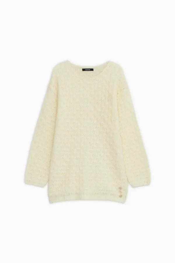 NUBBY TEXTURED HALF KNIT, CREAM