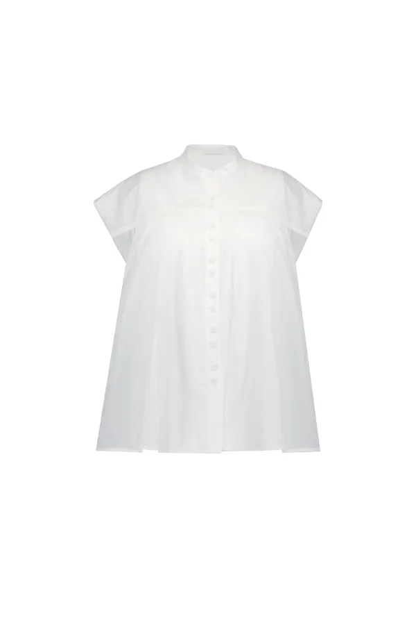 GLOSSY BUTTON SHIRT (WHITE)