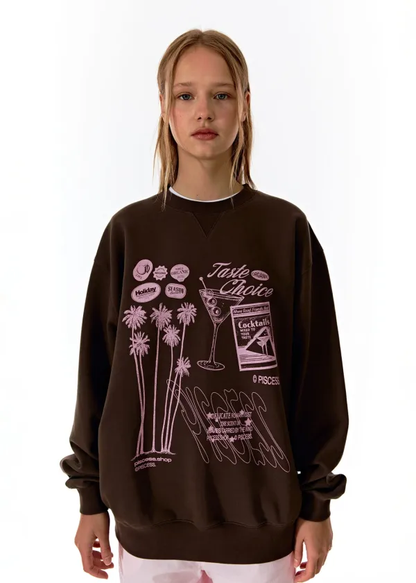 Holiday Oversized Sweatshirt_Brown