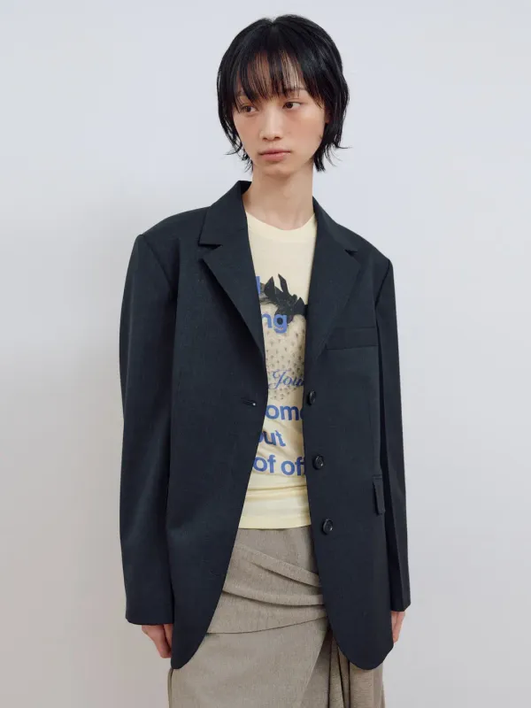 [2차 리오더] SINGLE HIDDEN JACKET_CHARCOAL
