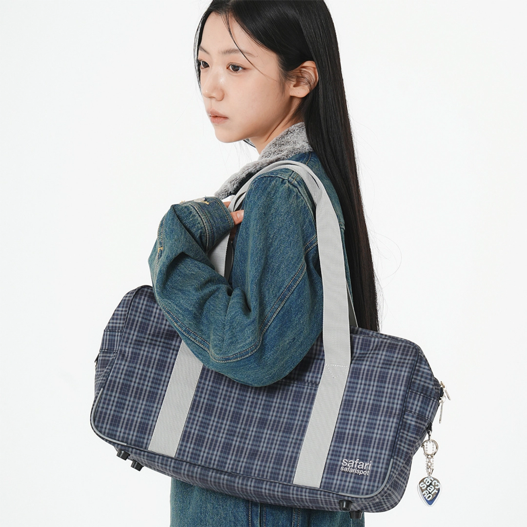 사파리스팟 Tartan Check School Bag (Navy) 상품 이미지 2