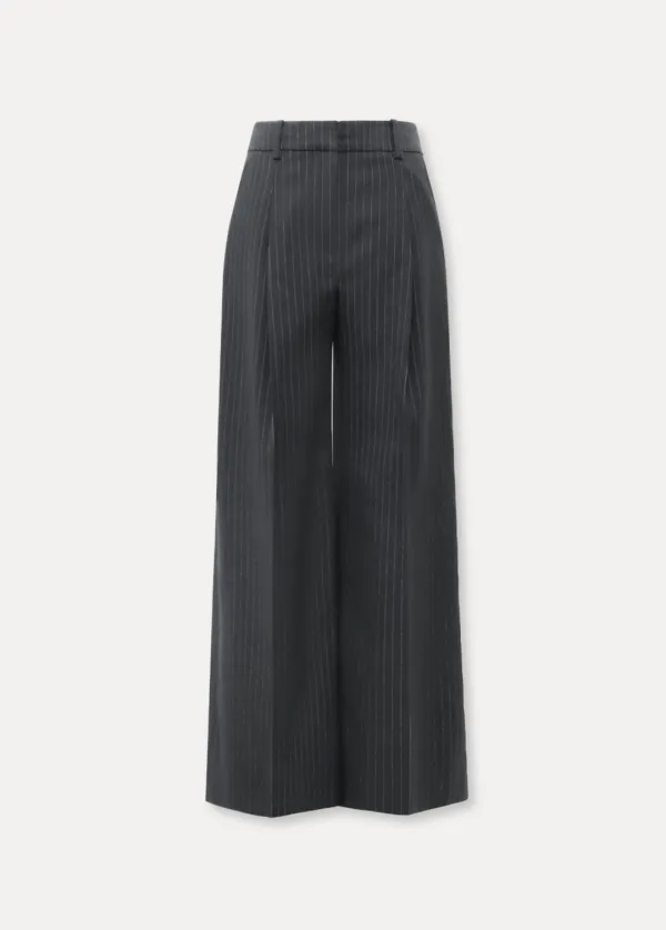 CHIXLABEL H 로아 스트라이프 원턱 팬츠