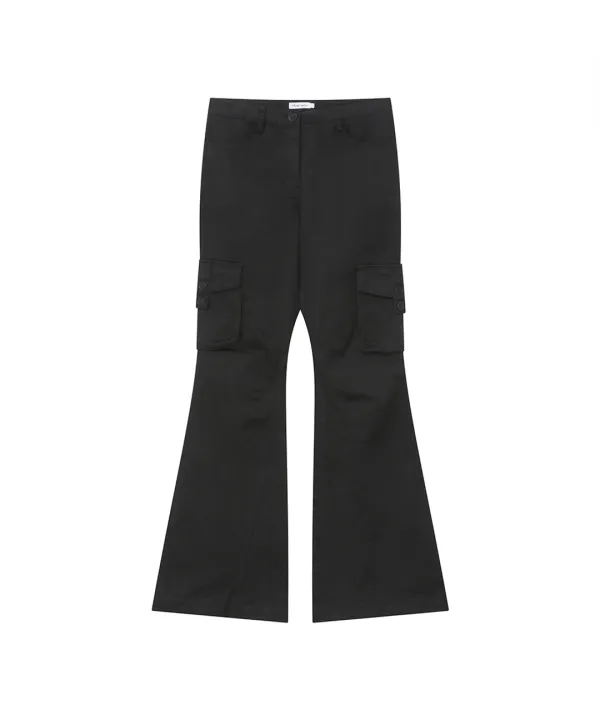 [레이 PICK] Pocket tab cargo bootcut pants BLACK