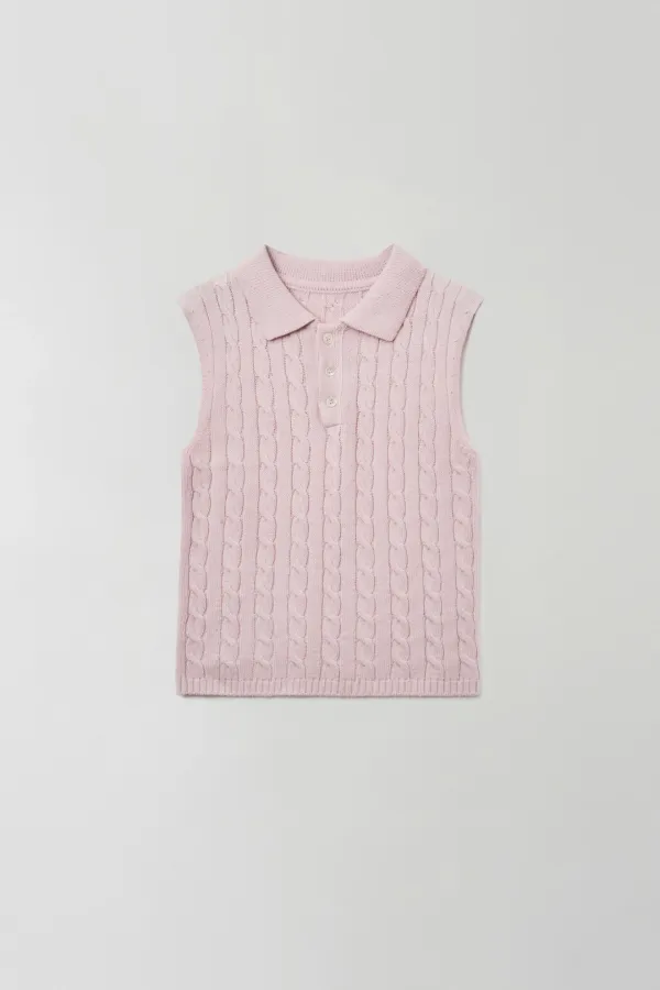mer cable knit top (pink)