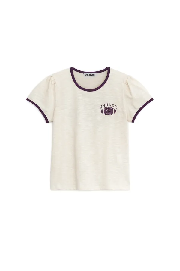 RUGBY RINGER PUFF T-SHIRT, CREAM