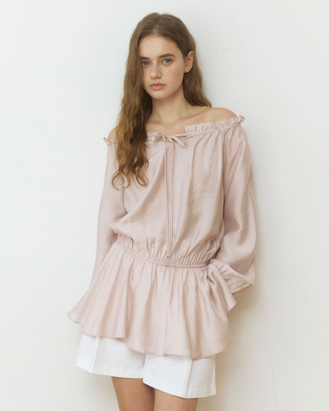 어다울 [단독] Layered two way frill blouse - pink 상품 이미지 3