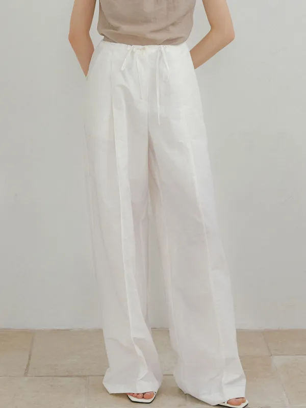 comos 1449 pin-tuck wide pants (white)