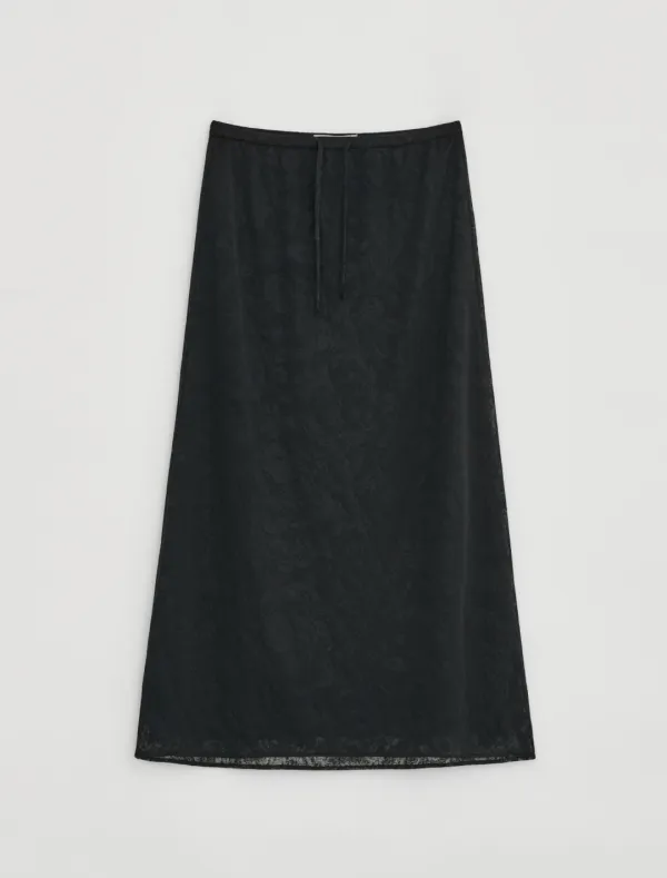 FLORAL MAXI SKIRT [BLACK]