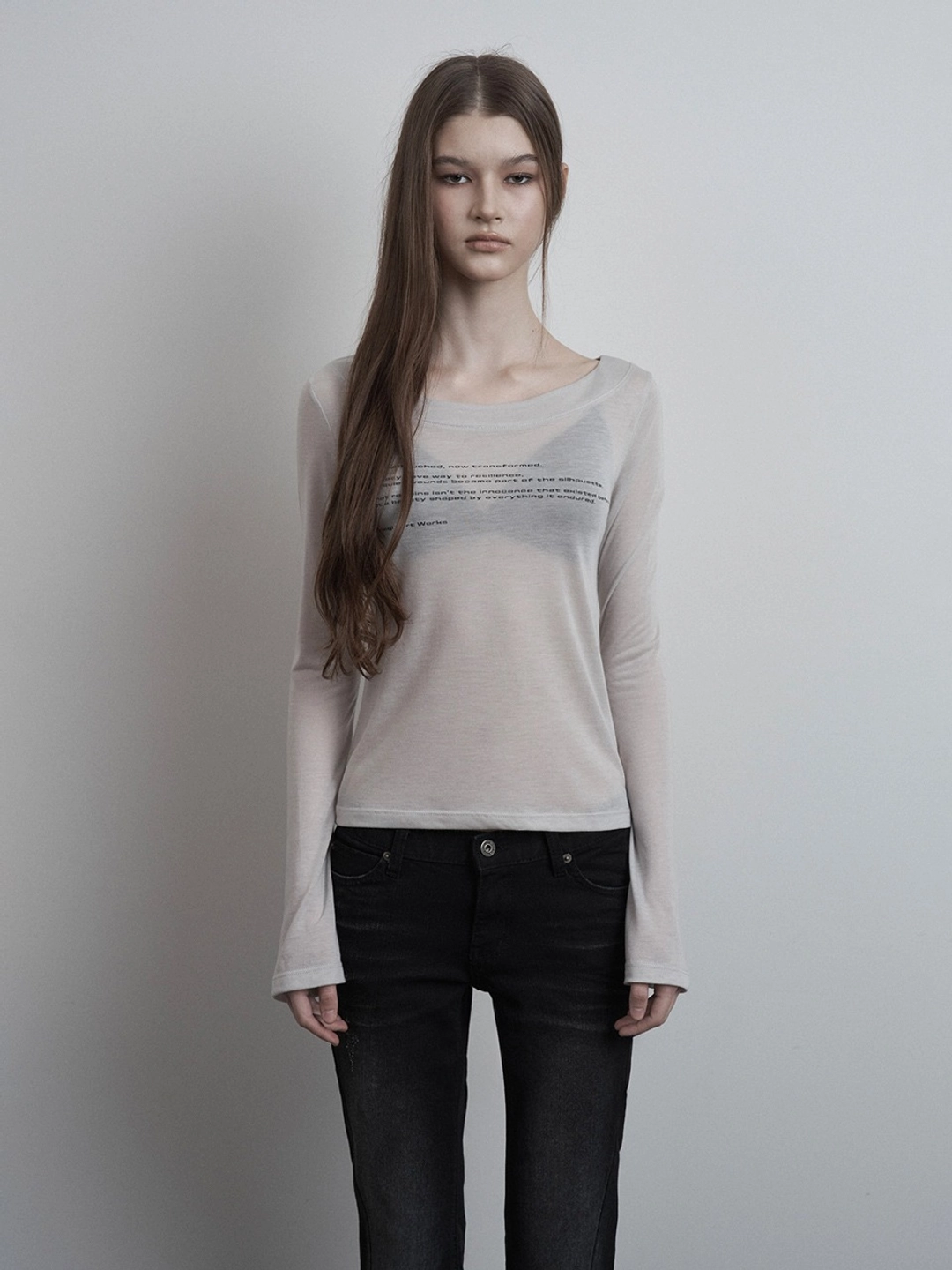 이네기 Signature Slogan Long Sleeve (sand beige) 상품 이미지 1