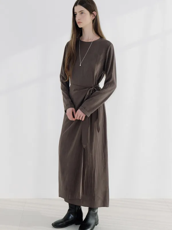 diagonal strap dress (dark brown) orc 6120