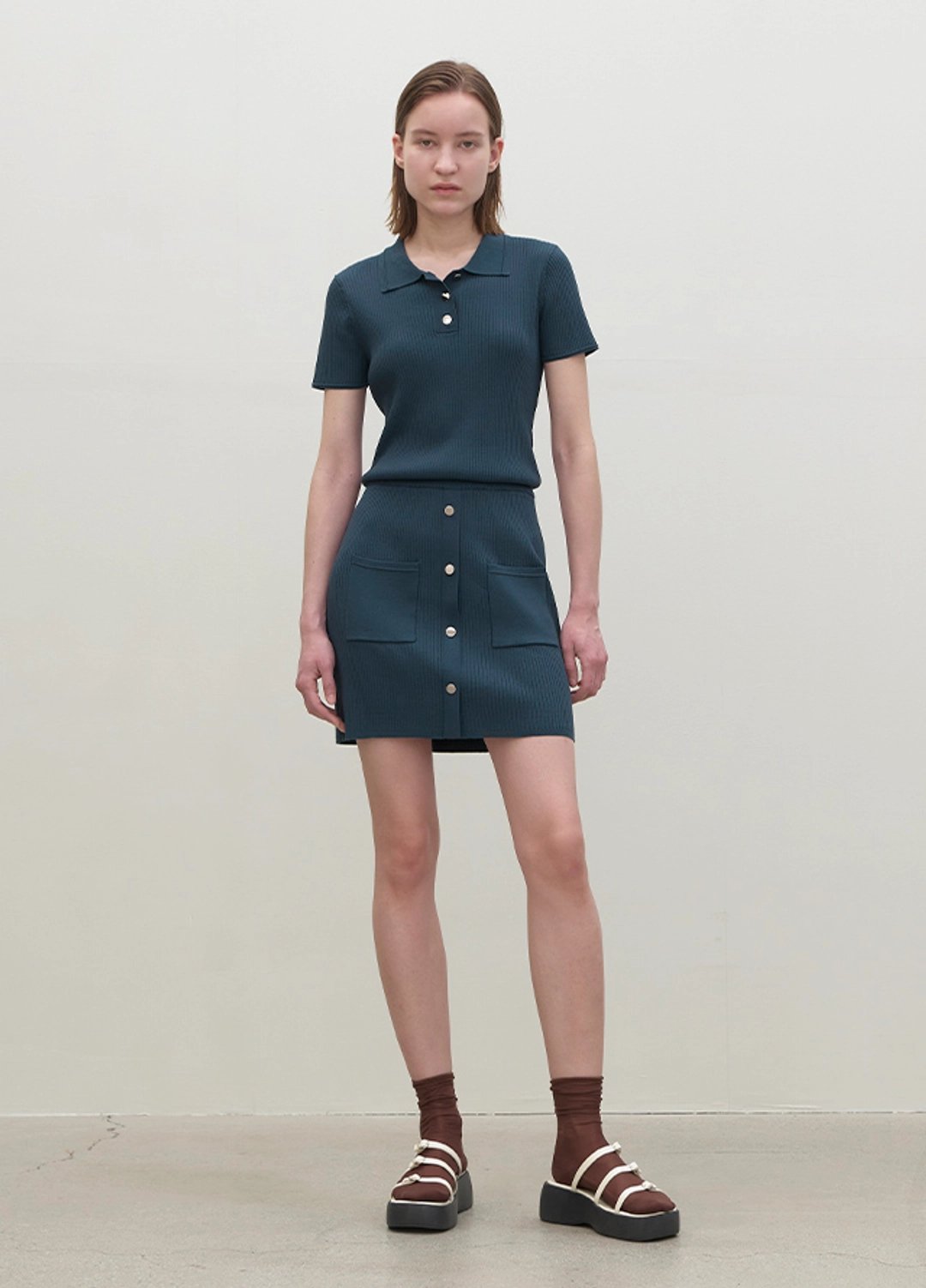 아뜰리에 나인 (SK-4928)FELLA RIBBED SET-UP MINI KNIT SKIRT 상품 이미지 3