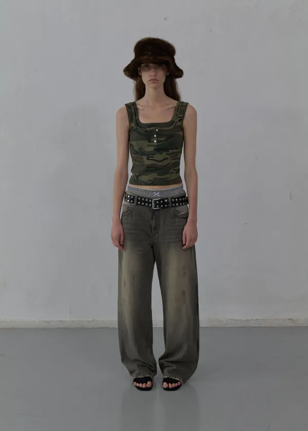 PEACHED SEMI-WIDE DENIM (GREY)