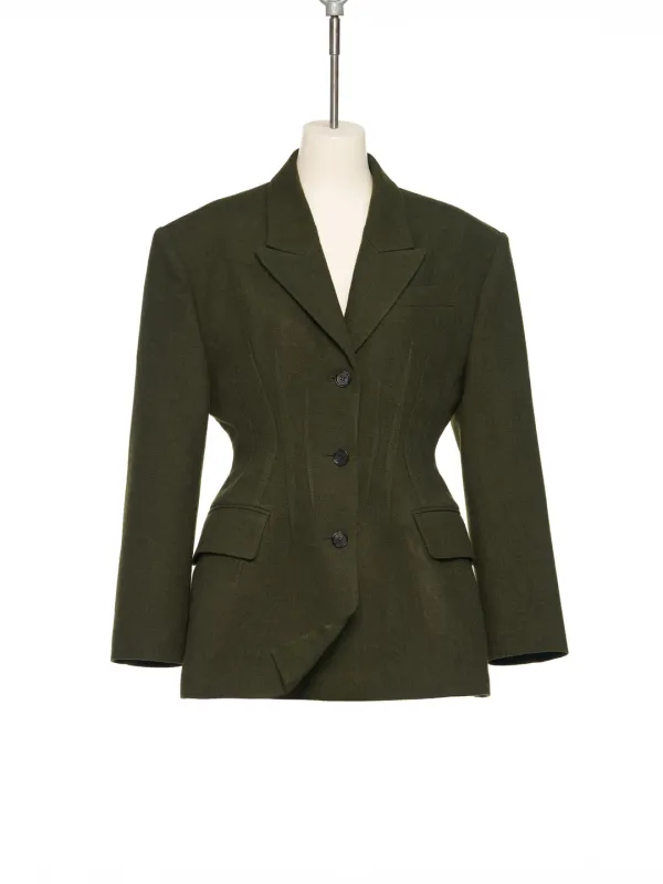 FW25 KHAKI HOURGLASS DARTED JACKET