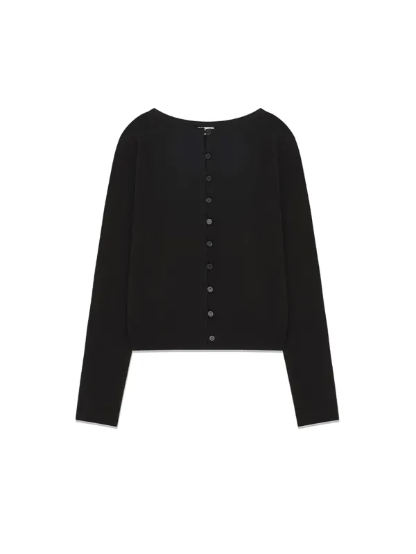 Button Up Knit Top Black